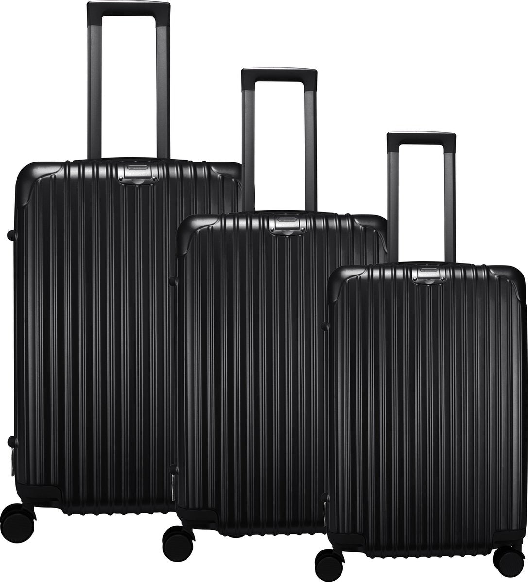 Royal Swiss - set de valises - Serrure à combinaison - Valise légère - 4 roues - Noir