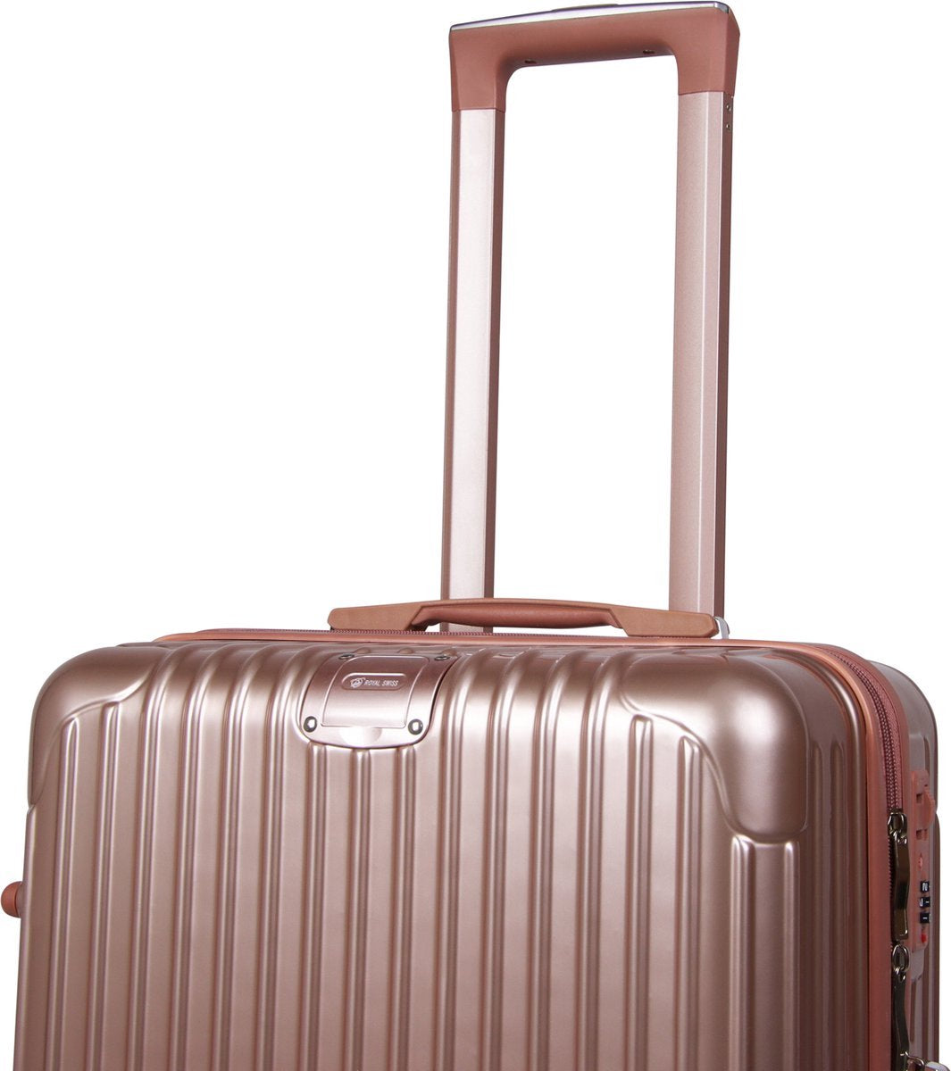 Royal Swiss - set de valises - Serrure à combinaison - Valise légère - 4 roues - Or rosé